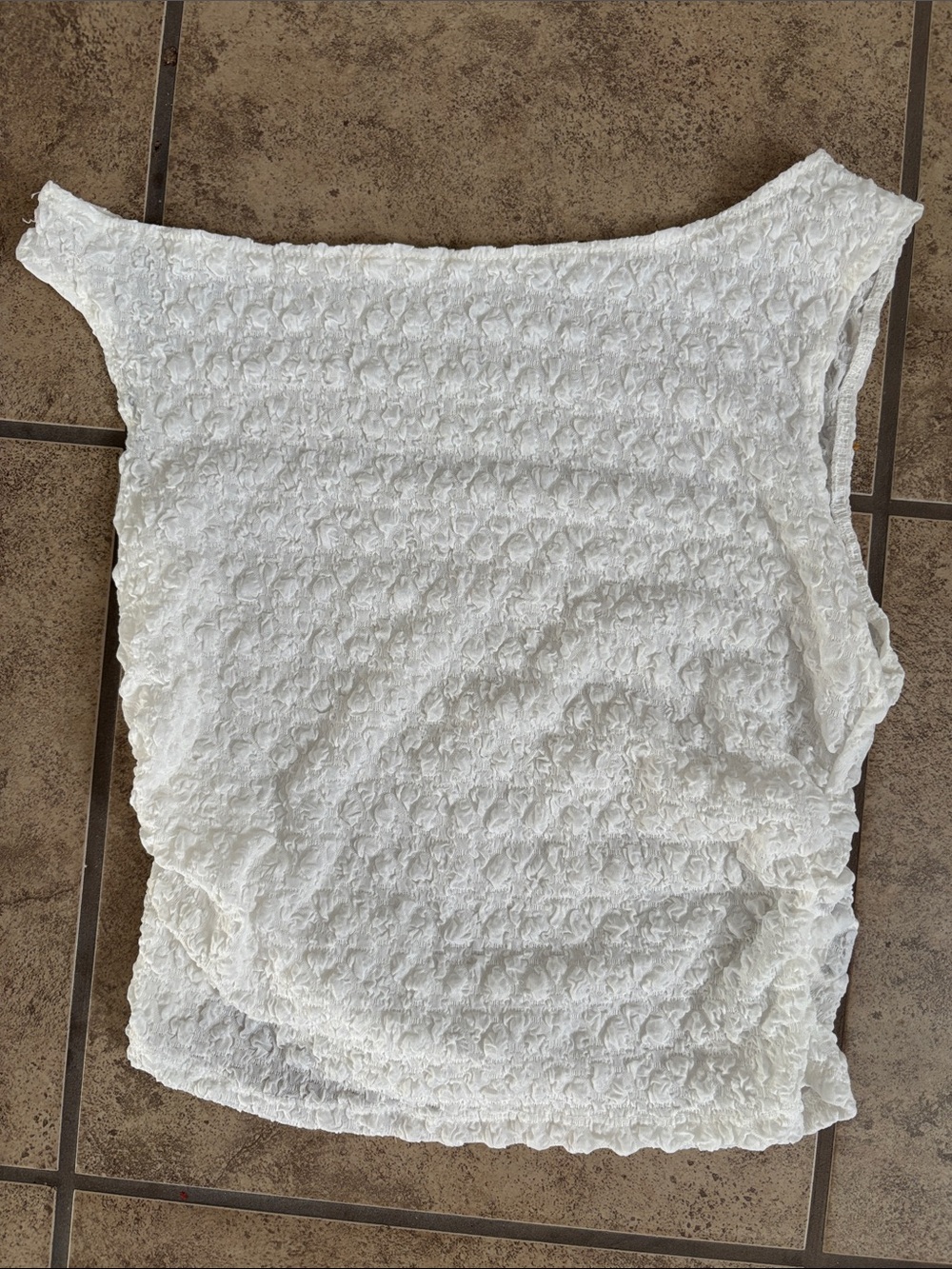 SHEIN White Ruffle Sheer Tank Top Size Medium